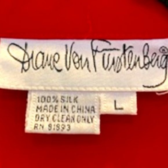 Vintage DVF Silk Red Blouse Gold Rose Embroidered - Picture 8 of 8